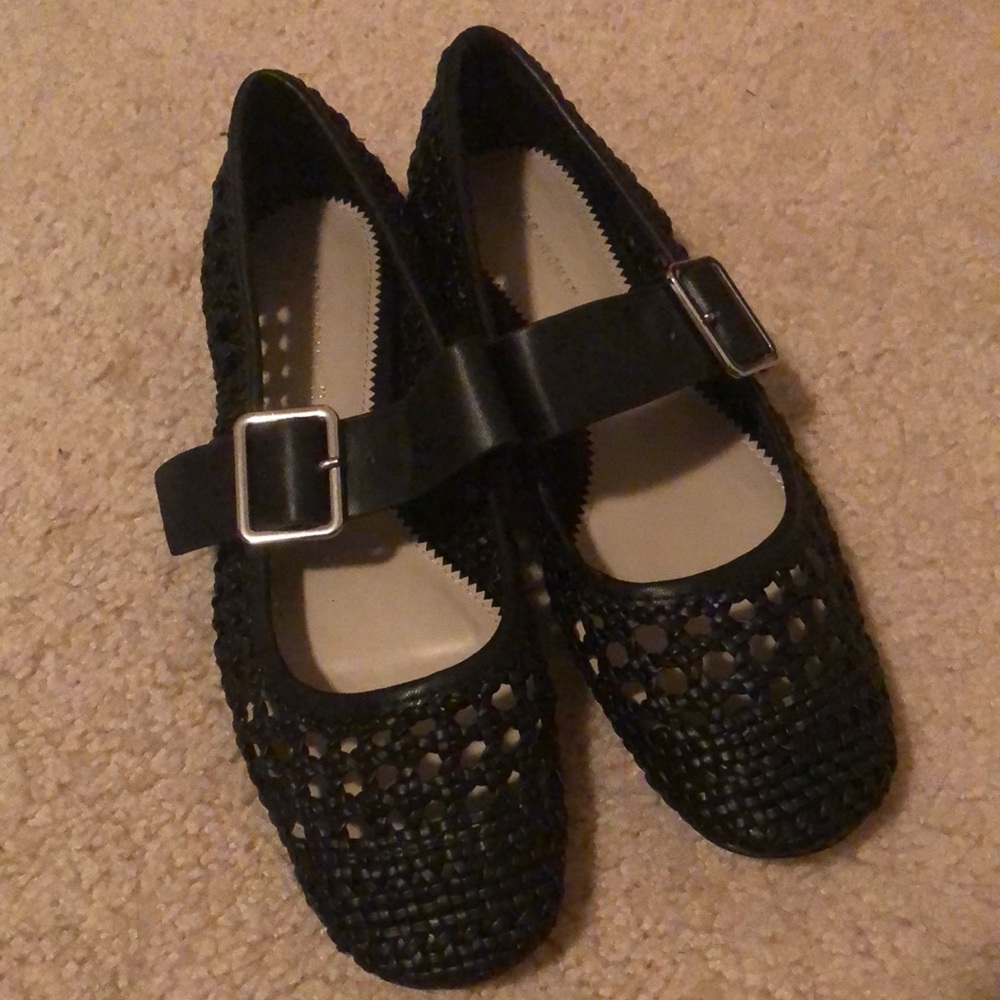 ZARA woven bucket flats